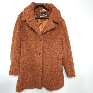 SAM EDELMAN Womens Cognac Brown Teddy Coat Sz XL